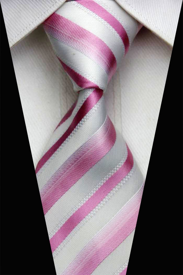 NT0512 9 5 cm Width 2014 Pink White Striped Classic Smooth Man s Fashion Silk Polyester