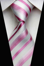NT0512 9 5 cm Width 2014 Pink White Striped Classic Smooth Man s Fashion Silk Polyester