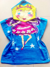 2016 Children Hooded Towel 100% Cotton 55x60cm Velour Print Hoodie Towel Hoody Towel Cloak Beach Bath Towels for Kids 1pcs/lot