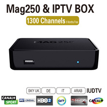 Linux tv box iptv live channels apk European French Turkish Arabic iptv account 6 months 1300 channels with MAG 250 Tv box