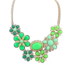 2014 New Fashion Crystals Necklaces Pendants Big Flower Bohemian Collar Necklaces Statement for women Spring Summer