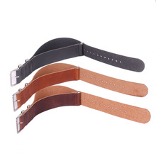NATO Brown black PU Leather 24 mm Wholesale Fashion Watchbands Men Women Casual Watches Straps Wristwatch