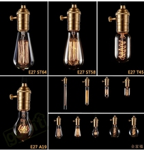 Retro Incandescent Vintage Light Bulb ST64 T45 DIY Handmade Edison Bulb Fixtures E27 220V 40W lamp