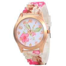 Venta caliente de la nueva flores de la mujer relojes de silicona Casual Ladies relojes del cuarzo Vintage 2015 envío gratis