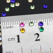 12 Colors Glitters 3mm Acrylic Nail Decoration Stickers DIY Nail Tips Wheel 4BU4
