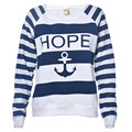 Womens Cotton Polyester Tops O Neck Long Sleeve Boat Anchor Stripe Print Sweatshirt Pullover Sweatshirt Super