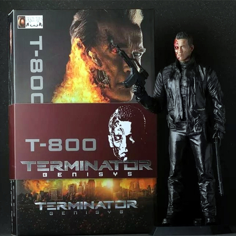Crazy Toys Terminator T-800 Action Figure Double Guns Battle Damaged Version Terminator Doll PVC Toys Anime 30CM 12 Inches