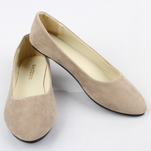 2016 Flock Ladies Shoes Plain Ballet Shoes Spring Fall Women Round Toe Casual Flats Shoes Slip On Female Soft Shoes Plus Size