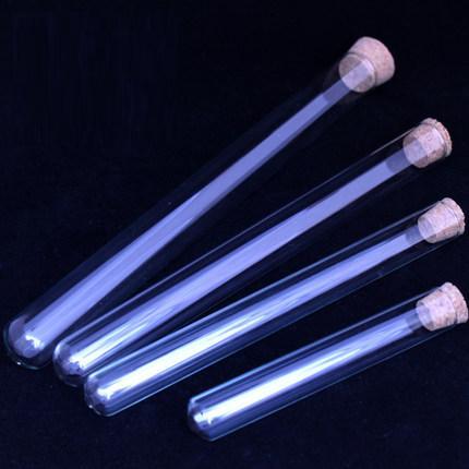 250PCS 12x100MM glass test tube round bottom with cork stopper