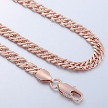 6 5 7mm 18K Rose Gold Filled Necklace Mens Chain Womens Necklace Curb Venitian chain High