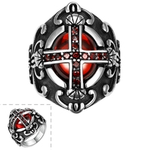 Lureme Fashion Vintage Royal Ruby Crusaders Anchor Anel Masculino Finger Ring Gothic Punk Stainless Steel Ring for Men