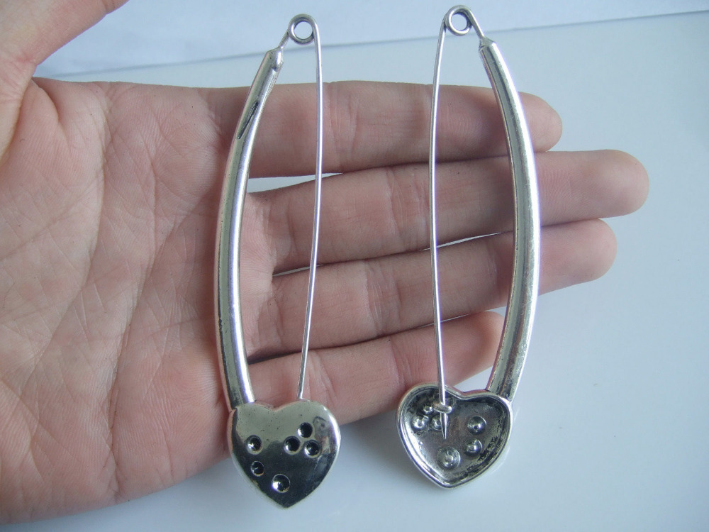 5Pcs Antique Silver Tone Large Heart Durable Strong Metal Shawl font b Kilt b font Scarf