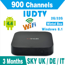 Wintel TV Box W8 Quad Core 2G/32G Dual Boot OS Windows8.1 And Android4.4 W8 TV Box With 3 Months Iudtv Iptv Account 900 Channels