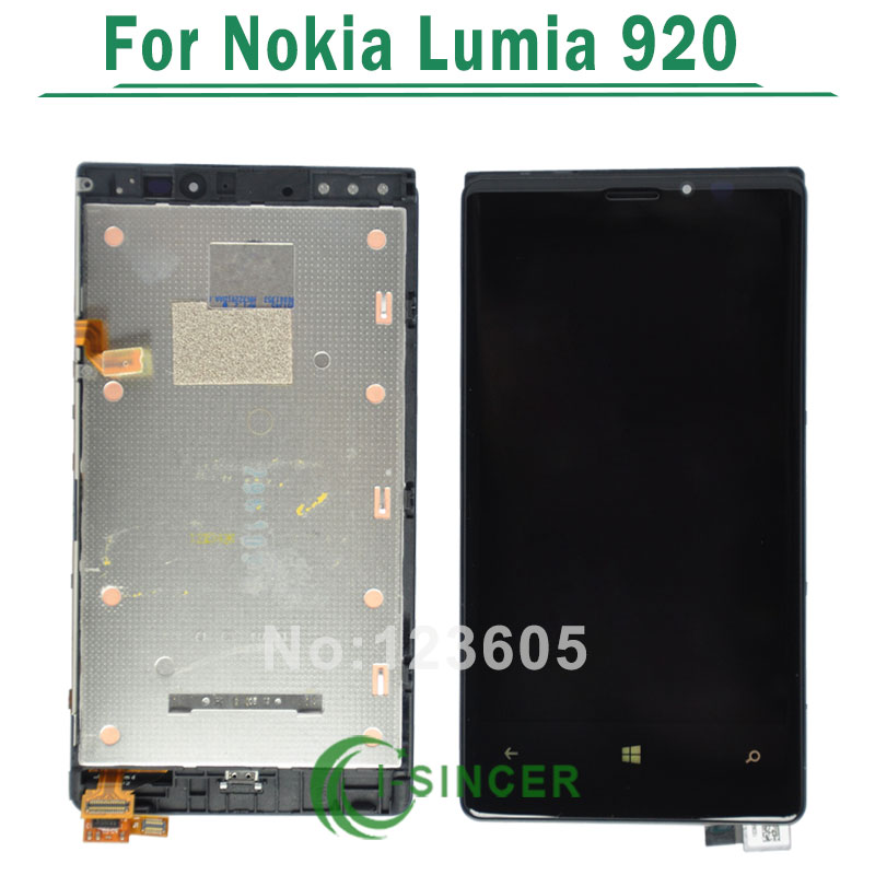 Free Shipping Original LCD Display Screen Touch Digitizer With Frame Assembly For Nokia Lumia 920 Black Color