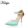 2016 Spring Autumn women Ankle Strap Shoes plus size 30 47 fashion Pointed Toe Buckle Strap
