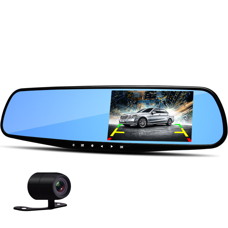 HD Dual Lens Car Camera Video DVR Dash Cam Rearview Mirror Right 4.3 inch LCD Screen Support Night Vision Car Black Box HD Dual Lens Car Camera Video DVR Dash Cam Rearview Mirror Right 4.3 inch LCD Screen Support Night Vision Car Black Box