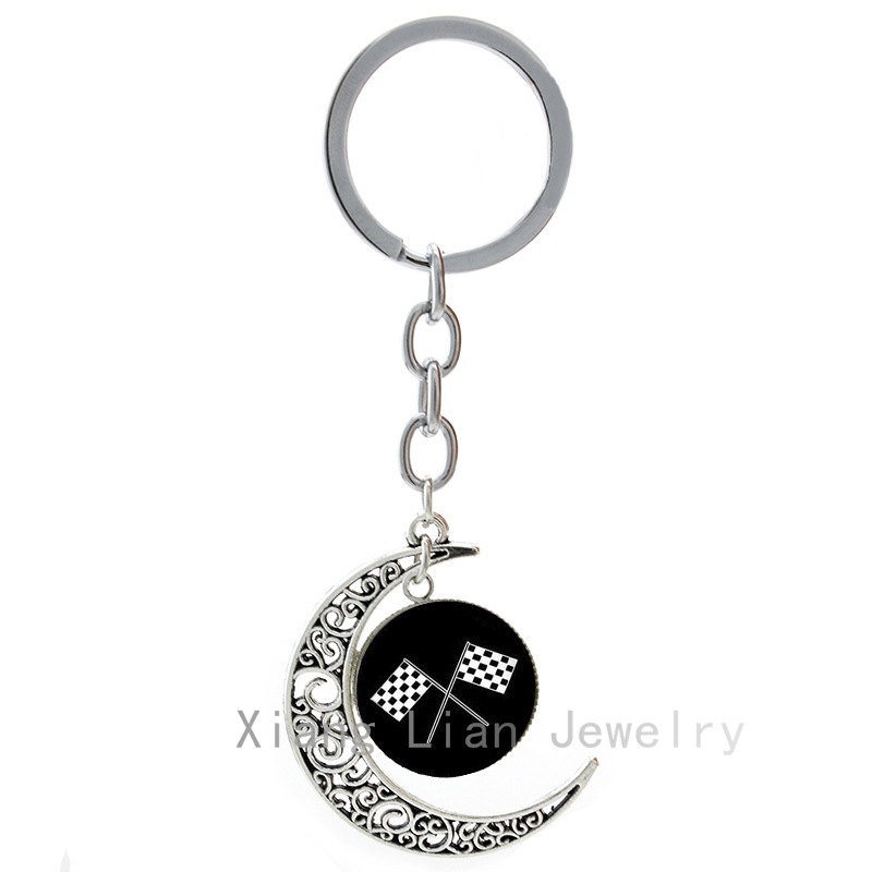 Racing font b Chequered b font Flag keychain super cool motor racing sports 4 checkered flags
