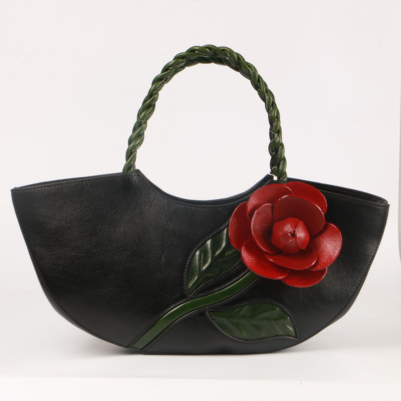 Flower plants and flowers bag fashion trend vintage rose handbag leather bag