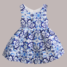 2016 new girls summer dress Sleeveless princess dress Printing Children’s Clothing for party big virgin tutu kids dresses 3t-12t