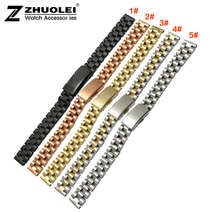 10mm 12mm 14mm Available Ladies Size Black Stainless Steel Watch Band Strap Straight End Bracelet