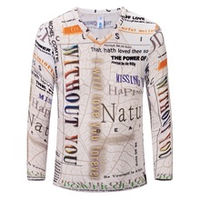 2016 New Arrivals fashion Long sleeve v neck vintage 3d t shirt men brand fashion men’s t-shirts tops tees free delivery