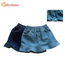 New Style 2016 Summer Denim Ruffles Baby Girls Skirt Children Lotus Leaf Edges font b Kilt