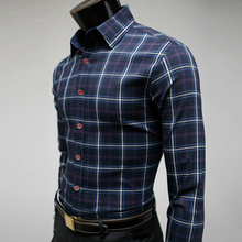 Striped Shirt Men Long Sleeve Fashion Plaid Shirts Mens Camisa Social Slim Fit Masculina Camisas Hombre Vetement Chemise Homme