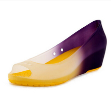 2015 summer new gradient sandals slipsole women Jelly shoes fish mouth by fashion color made for free shipping