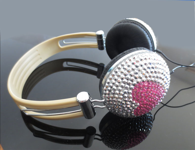 Cool! Hot Pink Glitter Headphone Crystal Rhinestone Headset Bling Star