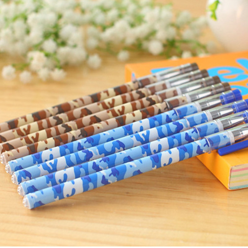 12pcs/lot Cute camouflage gel pen Kawaii 0.38mm black ink pens for writing Stationery Office school supplies canetas pepalaria
