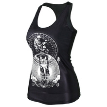 2016 New Fashion Women Sexy Punk Tank Top Rock Tee Camisole Digital Print Gothic Tops Vest Blouse 21 Colors ZT1