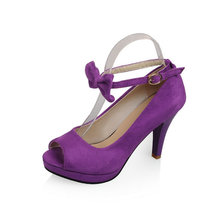 New arrive women pumps sweet bowtie dress wedding shoes high heel platform shoes black purple