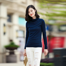 lady’s cashmere&wool blending turtleneck thin pullover slim-fitting sweater