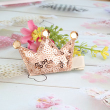 New Shiny Tiaras Hair Clip Kids Crown Headdress With Full Sequin Baby Lovely Head Barrettes Hair Accessories Child Hairpins