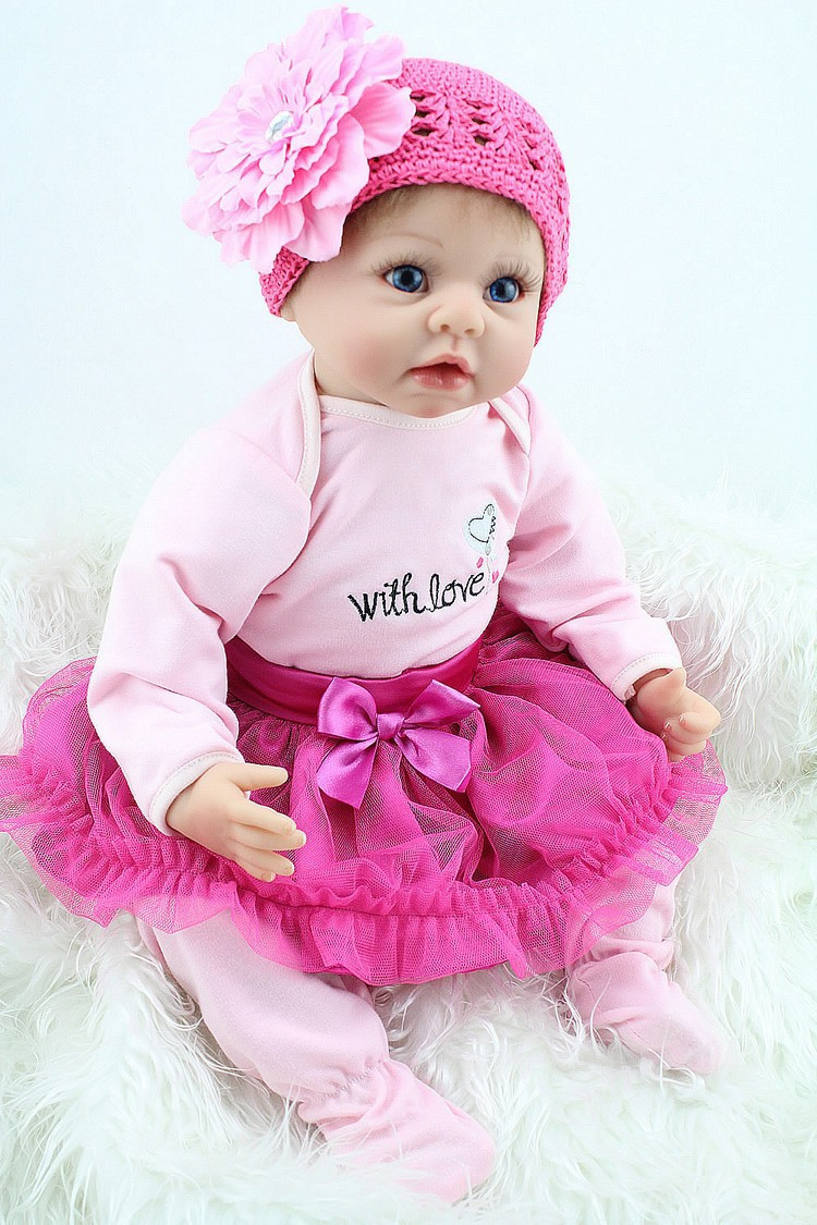 22 inch Reborn Baby Doll Soft Vinyl Like Silicone Girls Christmas Gift Baby Toys Birthday Gifts Juguetes LifeLike Play Doll