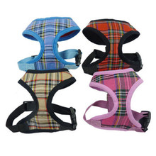 Top Selling Soft Mesh Harness Collars Dog Puppy Cat Plaid Tartan Checkered Dogs Pets Adjustable Harnesses Lead Leash