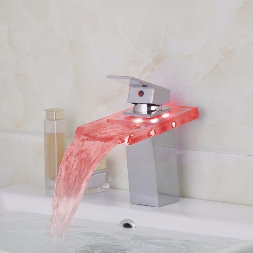 Bathroom Basin Faucet Brass Chromed Waterfall Faucets 3 Colors Change Led Tap Water Power Basin led Mixer Led Faucet Tap Bathroom Basin Faucet Brass Chromed Waterfall Faucets 3 Colors Change Led Tap Water Power Basin led Mixer Led Faucet Tap