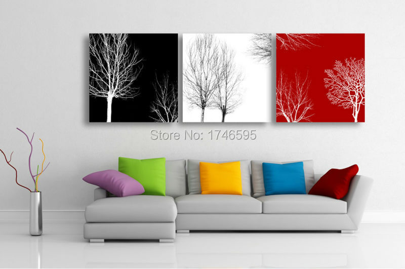 Big Size 3pcs Living Room Bedroom Wall Decor Home Decor Abstract Black White Red Tree Wall Art Picture Canvas Art Print Painting Art Pictures Wall Art Picturered Tree Aliexpress