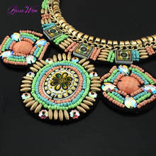 Indian Style Handmade Collar Necklace Colorful Beaded Circle Pendant Statement Chokers Necklaces Fashion Jewelry Accessories