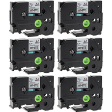 Molshine 6 Pack Compatible Label Tape for Brother TZe-241 Black on White (0.7inch 3/4inch 18mm) 8m