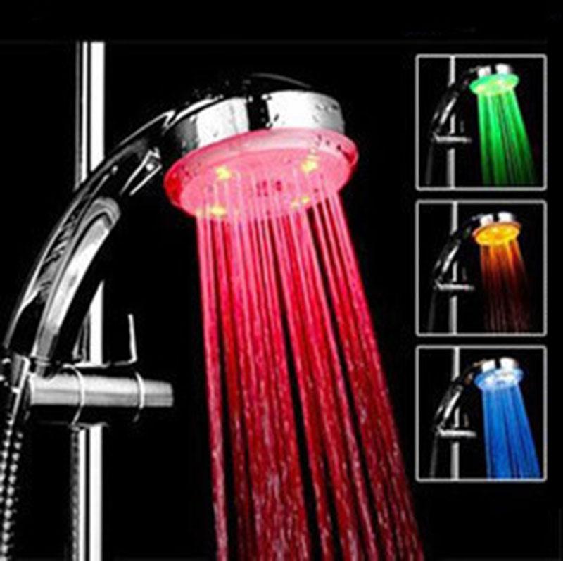 Home Bathroom Water Light Romantic Automatic Changing LED Shower Head RGB 7Color