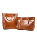 QIANGSHILI Brand Vintage Soft Oil Wax Leather Tote Big Retro England Style Luxury Handbags Women Bags