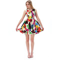 European and American women s summer paragraph personalized graffiti printed mini vest dress fashion