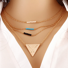 multi layer necklace gold arrow pearl cross eye beads charm bohemian necklace collar choker with pendant