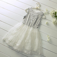 Patchwork brand cotton lace dresses for kids clothes princess girl party dress