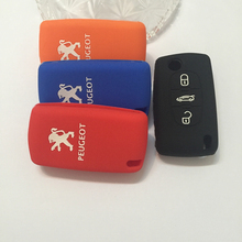 Silicone car key Cover for PEUGEOT 3 Buttons 206 207 307 308 407 408 Key Fob