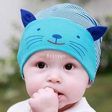 Fashion New Lovely Cute Baby Boy Toodler Infant Striped Cotton Cap Cat Baby Beanies Accessories Y1