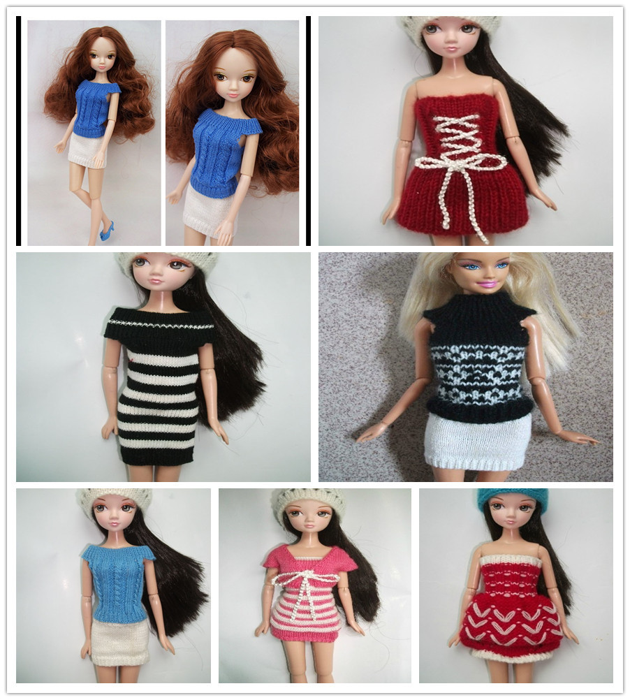Free Shipping NEW Handmade Wool Sweater Dress for Barbie Dolls KURHN Lelia Dolls Cotton Rope Dresses Doll Clothes Wholesale