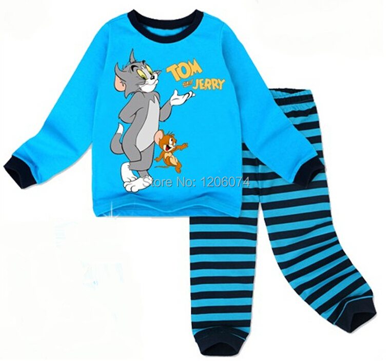 Children 100% Cotton pyjamas Long Sleeve Cartoon TOM&JERRY Pajamas Baby Girl Boys Sleepwear Kids clothes sets
