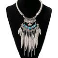 2016 Fashion Gypsy Colar Choker Bohemian Necklace Collier Femme Jewelry Leaf Tassel Maxi Statement Necklaces Pendants